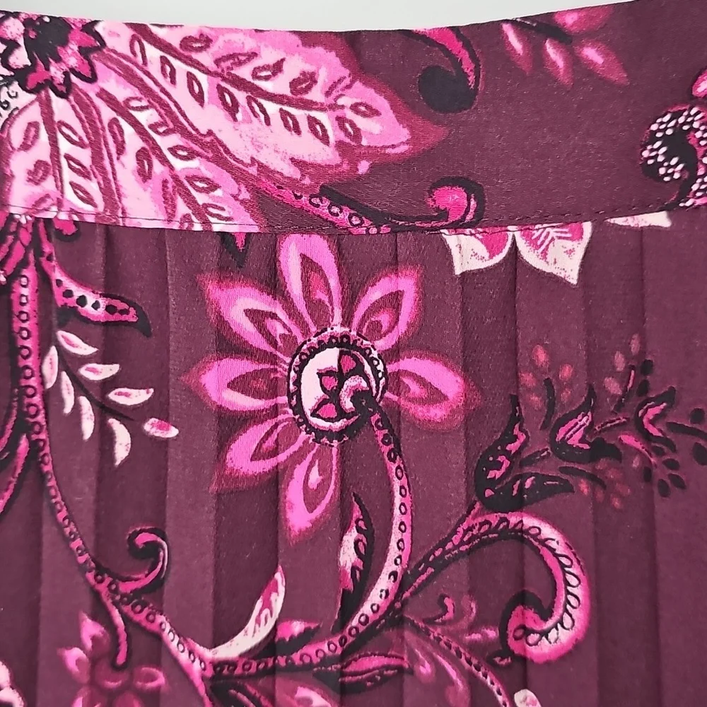 Chico's Pleated Purple Paisley Floral Cottagecore Soft Flowy Midi Skirt Sz:14 - Picture 4 of 12